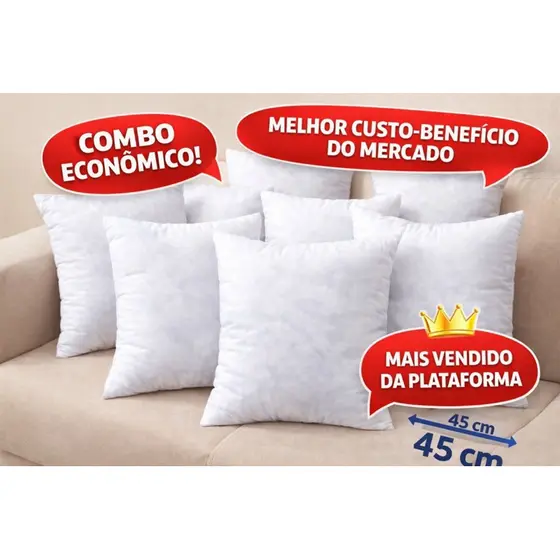 Kit de Enchimento de Almofada 45x45  Antialérgico Super Cheio Melhor Custo-Benefício  Mais Vendido