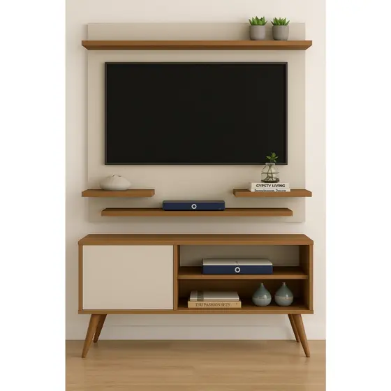 Rack Gardênia Retro com Painel Space para TV até 32” - Cores