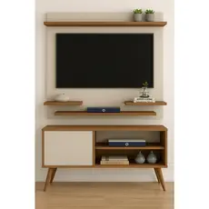 Rack Gardênia Retro com Painel Space para TV até 32” - Cores