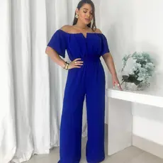 Macacão Feminino Longo Luxo: Elegância Ombro a Ombro e Caimento Pantalona em Tecido Duna Premium