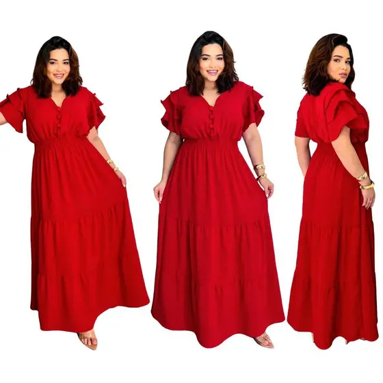 Vestido Longo Plus Size Duna Pipoca c/ Bojo e Botões - Conforto e Estilo