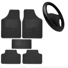 Jogo Tapete Automotivo Universal + Capa Volante Preto Tuning