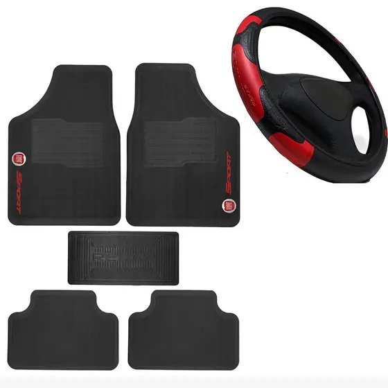 Tapete Automotivo Universal Fiat + Capa De Volante Vermelha