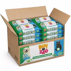 Kit Com 12 Pacotes Toalha Lenço Umedecido Para Pet Pipizão