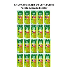 Kit 20 Caixas Lapis De Cor 12 Cores Pacote Atacado Escolar