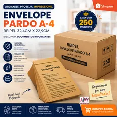 Envelope Pardo A4 Reipel 250 Unidades – 32,4x22,9cm