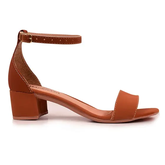 Sandália Salto Médio Baixo Feminina com Fecho de Fivela Moda Casual Ref: 074
