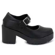 Sapato Mary Jane Macerata Salto Grosso com Fivela Vintage Estilo Britânico Boneca Lolita Ref: 178