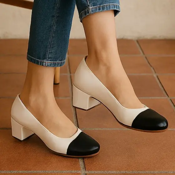 Scarpin Feminino Confortável Preto Salto Médio Elegante p/ Trabalho e Dia a Dia Ref: 070