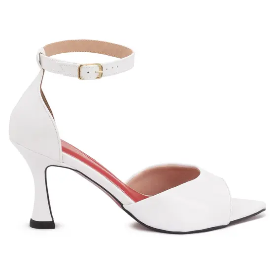 Sandália Macerata Peep Toe de Salto Alto Bico Folha Modelo Clássico Moda Modesta Ref: 1601