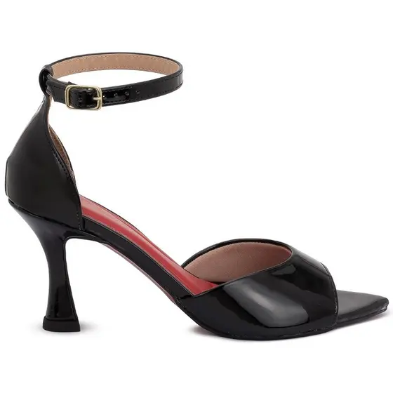 Sandália Feminina Peep Toe de Salto Alto Bico Fino Modelo Clássico Fashion Ref: 1601