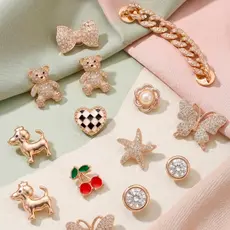 Kit 12 e 8 Pins para Babuche Feminino Enfeites Bottons Decorativos Estilosos Coloridos Fashion