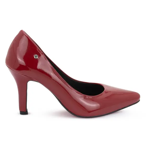Scarpin Macerata Mocha Salto Alto Feminino com Bico Fino Elegante Sola Vermelha Luxo Ref: 8001