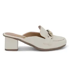 Mule Macerata Bico Quadrado com Salto Bloco Feminino Sapato Corrente da Moda Verão Ref: Q-1200