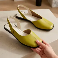 Sapatilha Feminina Slingback Siena Macerata Bico Quadrado Elegante Confortável Têndencia Ref: R-150