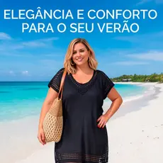 Saída de Praia Plus Size Fechado Preto - Caimento Perfeito e Versátil para o Verão