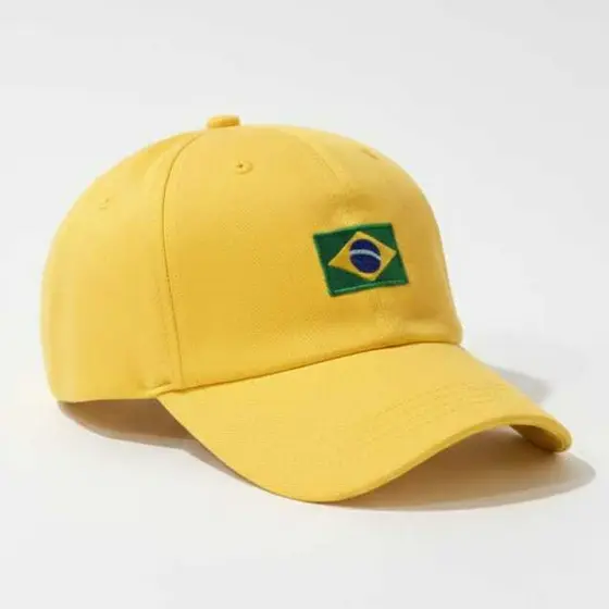 Boné do Brasil Aba Curva Bandeira Bordado Copa do Mundo Seleção Brasileira Regulagem