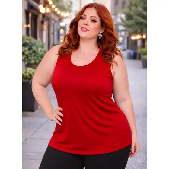 Regata Feminina Plus Size G1 a G8 Viscolycra Gola Redonda Regata Básica Casual Soltinha Viscolycra