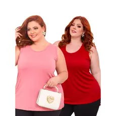 KIT 2 Regata Plus Size Feminina Tapabumbum Fitness Academia Viscolycra Não Soa Não Retém Cheiro