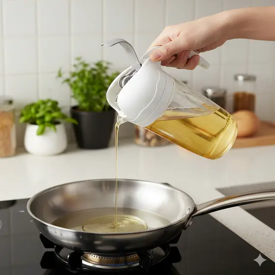 Dispenser de Azeite 630ml de Vidro com Tampa e Bico Dozador