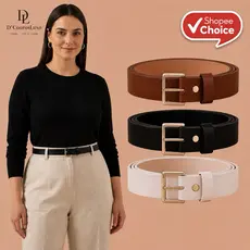 Kit 3 Cintos Femininos Couro Passador Ajustável Preto Branco Caramelo