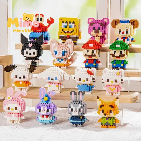 Blocos Micro Compatíveis com Lego, Boneca de Animação Quebra-Cabeça Montável