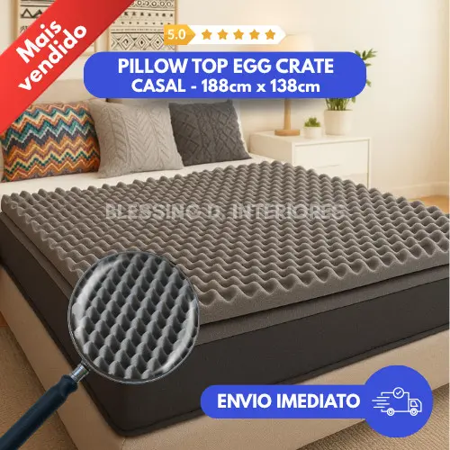 Colchão Massageador Pillow Casca De Ovo Anti-escaras Caixa De Ovo Casal Cinza 188x138