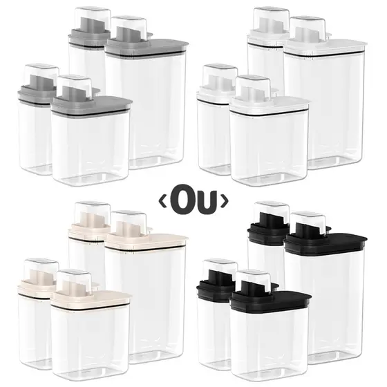 Kit 4un Dispenser Organizador Lavanderia Porta Sabão Líquido Pó Amaciante - Ou Linha Flow