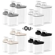 Kit 4un Dispenser Organizador Lavanderia Porta Sabão Líquido Pó Amaciante - Ou Linha Flow