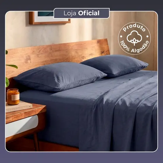 Jogo de Cama Confort Plus 100% Algodão Solteiro Casal Queen King Decolab Lençol Completo