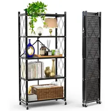 Estante de Aço Dobrável Reforçada Multiuso Estilo Industrial com Rodinhas Pintura Antiferrugem - Para Decoração