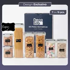 Kit Potes Herméticos 7 ou 15 Plástico Com Vedação BPA Free Organizador Cozinha Geladeira Mantimentos