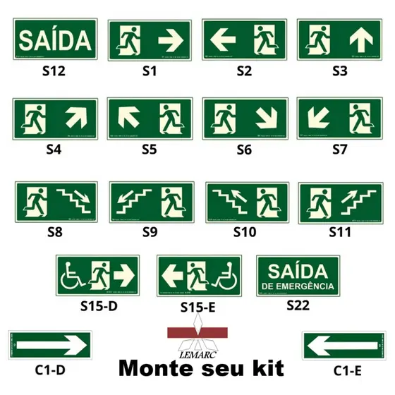 Placa Sinalização Rota de Fuga - Fotoluminescente 20x10 PVC