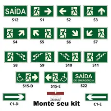 Placa Sinalização Rota de Fuga - Fotoluminescente 20x10 PVC