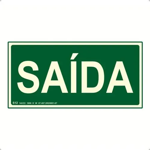 Placa de SAIDA - fotoluminescente 10x20 - S12