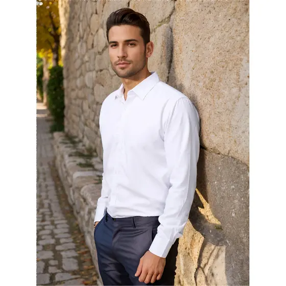 Camisa Social Masculina Manga Comprida Escritório Casual De Boa Qualidade Slim Fit Com Elastano