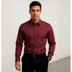 Camisa Masculina de Manga Longa com Bolso Tecido Levemente Elástico, Ideal para Trabalho e Lazer