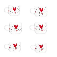 Conjunto 6 Canecas de Vidro Para Café Resistente ao Calor Heart Wolff- 120ml