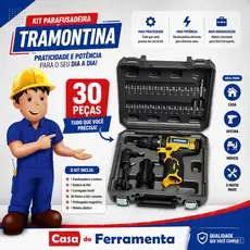 Parafusadeira/Furadeira à Bateria 12V - 30 peças Tramontina