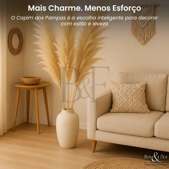 Plumas Natural / Capim dos Pampas 1,20m Decoraçao Elegante Boho Sala