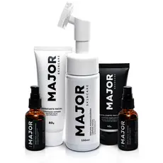 Kit Skincare Premium Espuma Massageadora+Esfoliante Facial+Hidratante Facial+Sérum Antiacne+Sérum Antioliosidade - Major