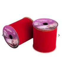 FITA DE NATAL ARAMADA FC003 COR 209 VELUDO VERMELHO COM OURELA DOURADA ROL 10 METROS.