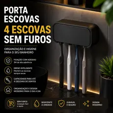 Organizador de Parede Porta Escovas de Dente Suporte Para 4 Escovas Fita Dupla Face Forte