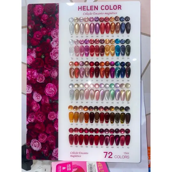 Esmalte em Gel Magnético Helen Color 15ml | Efeito Cat Eye 9D | Coleção Encanto Magnético | Alta Durabilidade