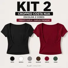 KIT 2 Cropped Feminino Costa Nua Suplex Premium Frente Dupla Moda Gringa Y2K