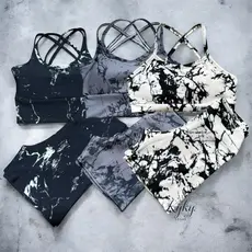 Kit 3 Conjunto Top C/ Bojo + Shorts Cintura Alta Roupa de Academia Fitness Corrida Ciclismo Cross