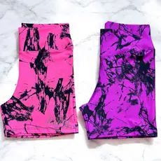Kit 2 Short Ciclismo Fitness Marmorizado Roupa Academia Cintura Alta Feminino Tie Zero Transparencia