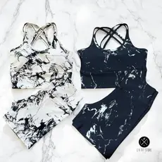 Kit 2 Conjunto Marmorizado Feminino Short Top Bojo Removível Tie Dye  Fitness Academia Ciclismo Cros