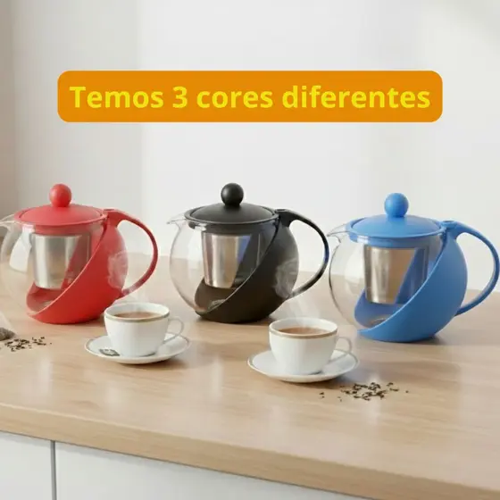 Chaleira de vidro com Infusor para chá de 750ML, bule para chá, infusor de Inox - Bule com Infusor 750ML