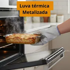 Luva de Cozinha Térmica Metalizada Anti-Calor Forno Panela Churrasco 34cm Proteção Mãos Contra Calor